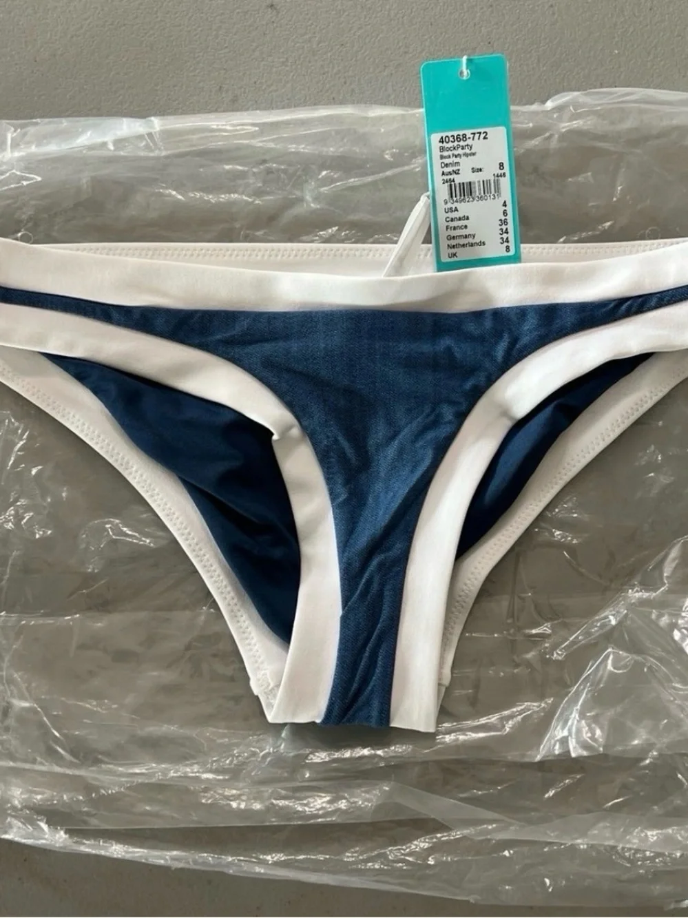 Navy Blue & White Bikini Bottoms Size 4 In USA